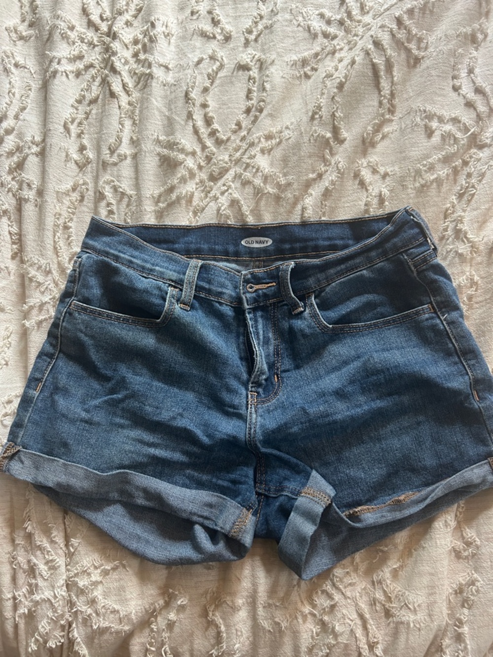 Old Navy Medium Blue Denim Roll-Cuff Jean Shorts